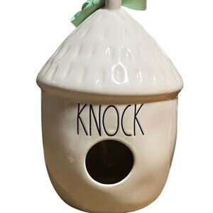 NEW Rae Dunn KNOCK Ceramic Bird House Feeder in White